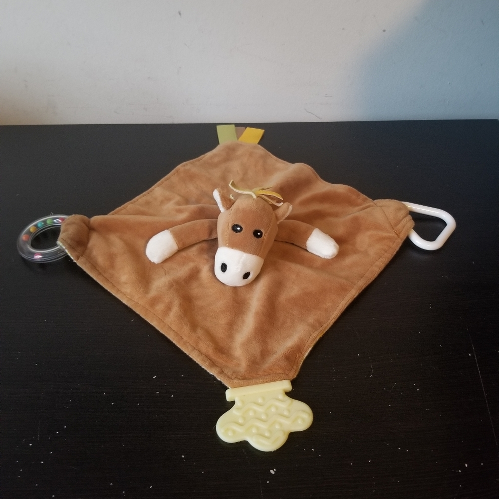 Stephan Baby Horse Rattle Teether Plush Baby Toy Lovey Brown Pony